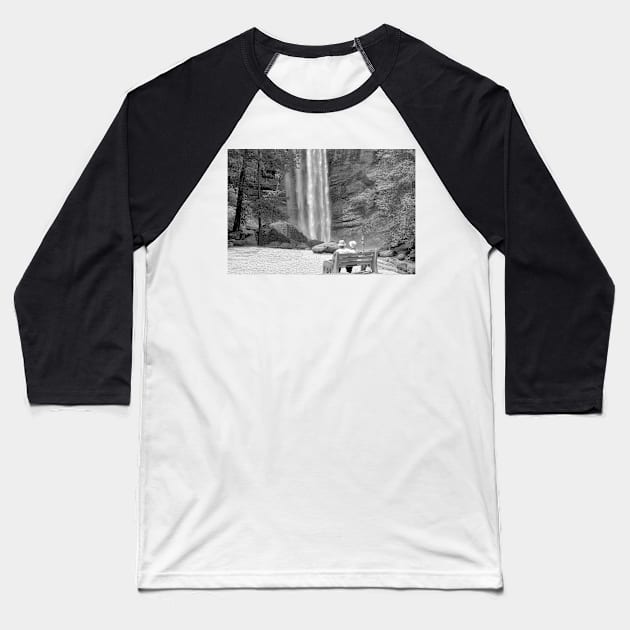 Couple at Toccoa Falls in black and White Baseball T-Shirt by Ckauzmann